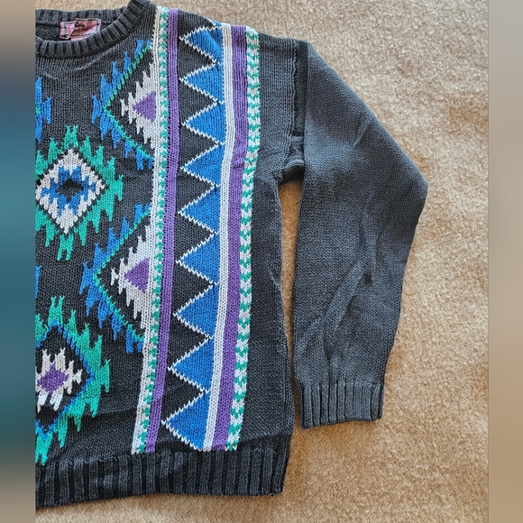 Vintage Concrete Mix Southwest Pattern Crewneck Sweater - Picture 7 of 9